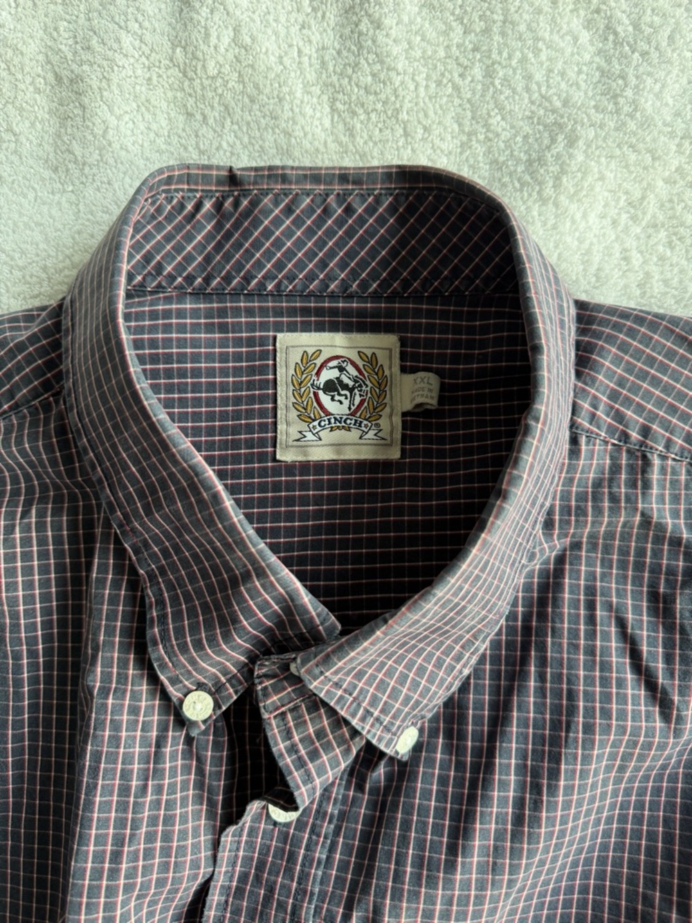 Cinch Men’s Button-Down Shirt in Black Pink Windowpane Check XXL